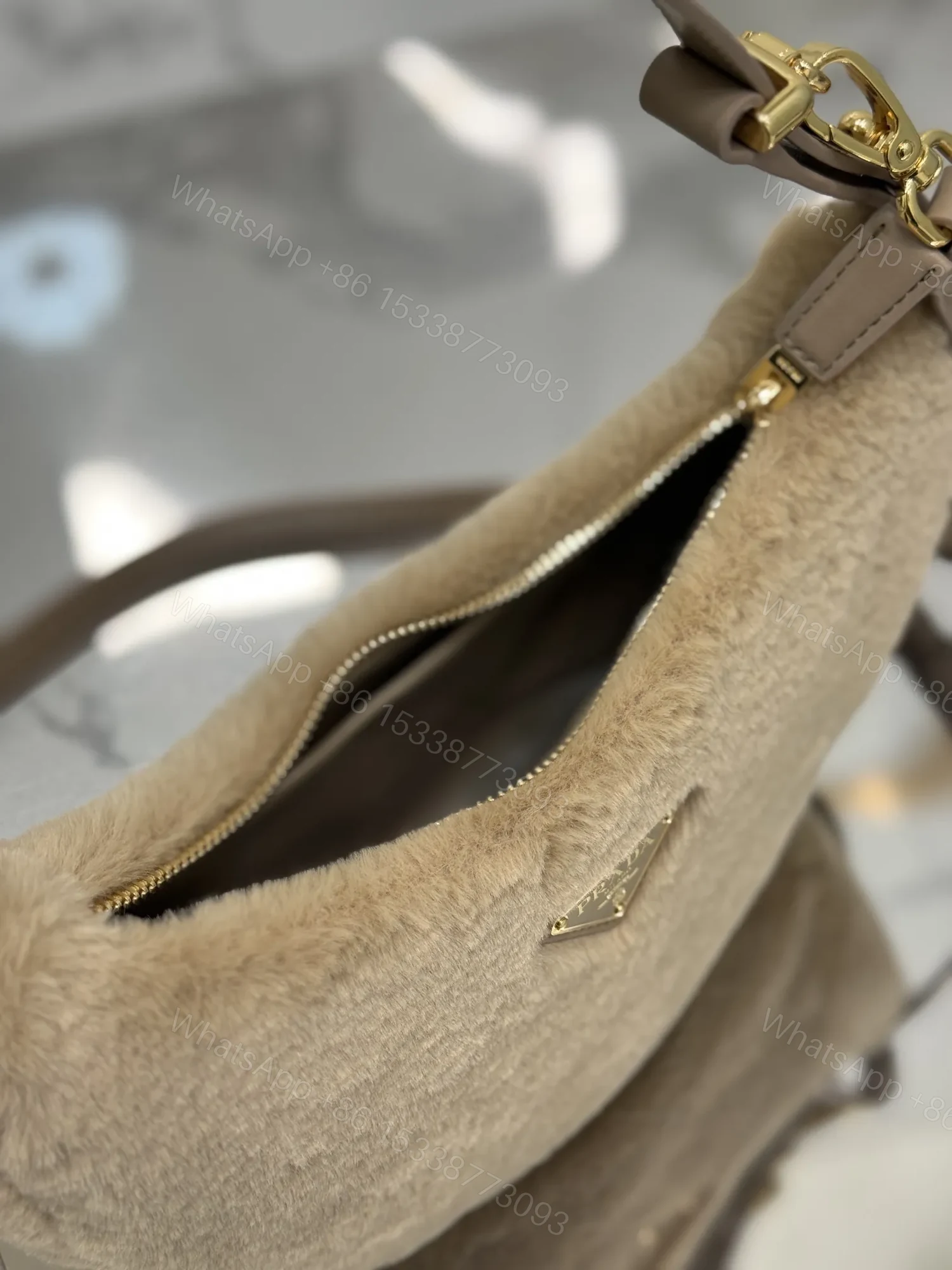 View 5 of Prada Leather And Shearling Arquã ̈ Handbag