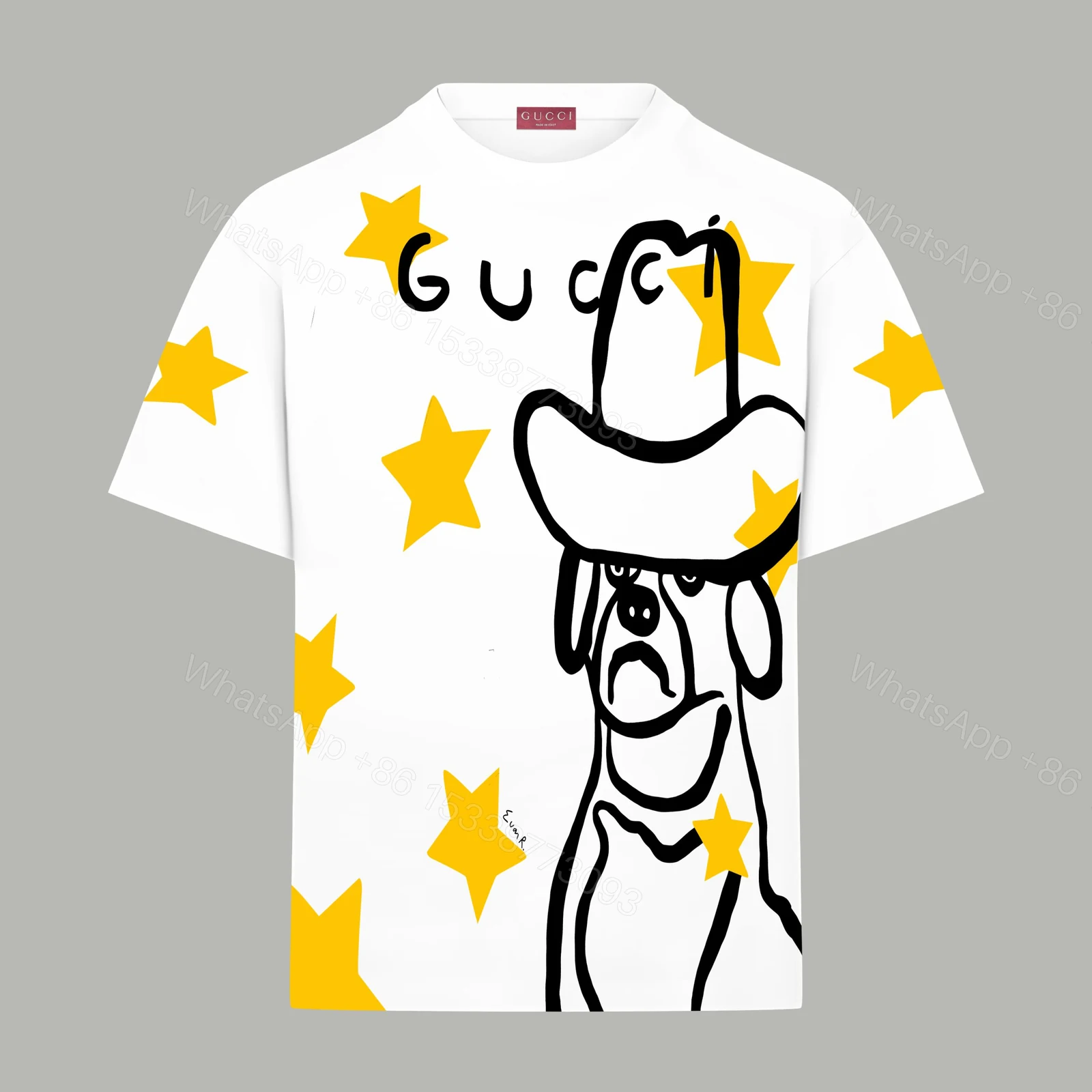 Gucci一比一男士短袖 白色星星插畫T恤輕鬆休閒風格 — view 1