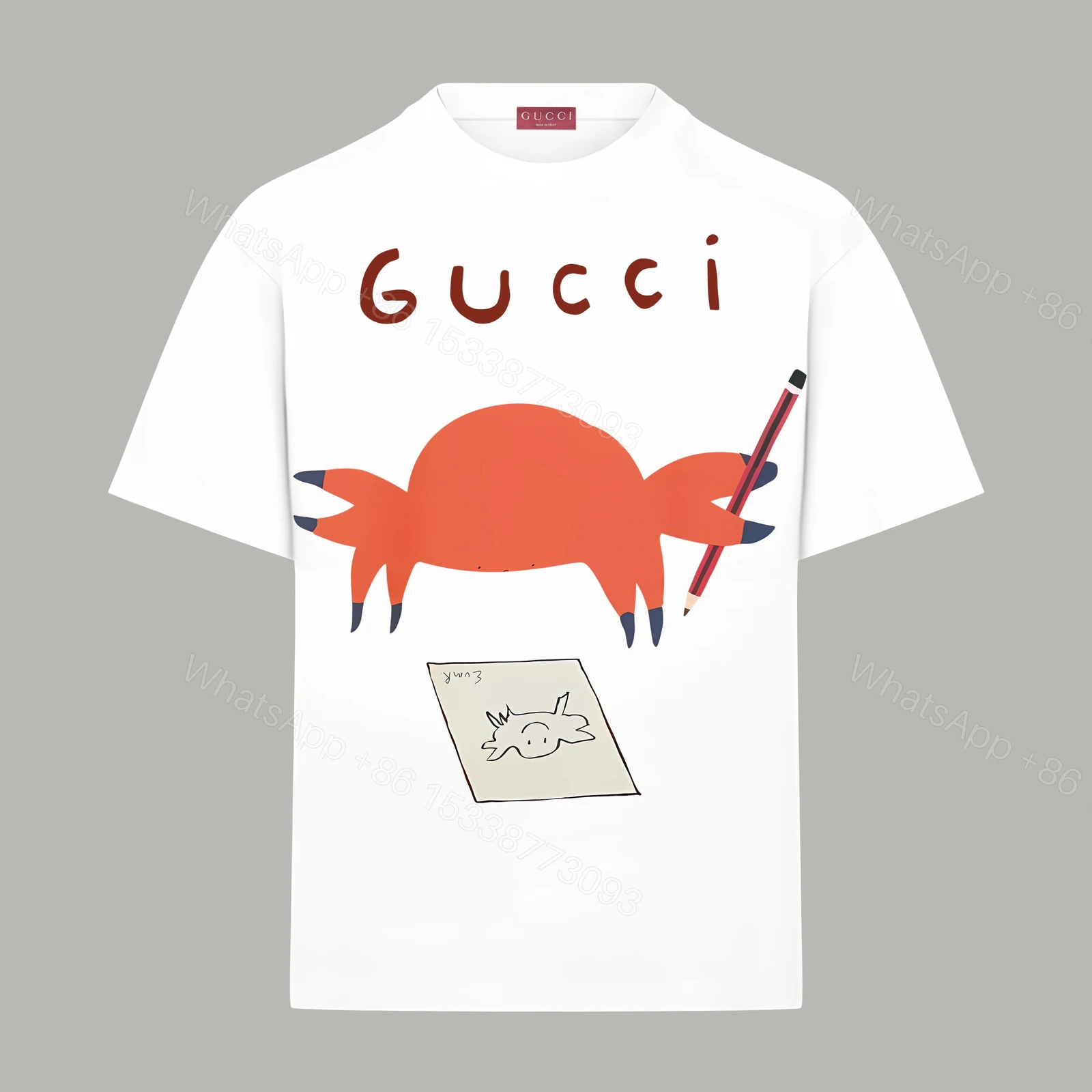Gucci 一比一男款短袖 白T童趣插畫設計 品牌感與創意兼具 — view 1