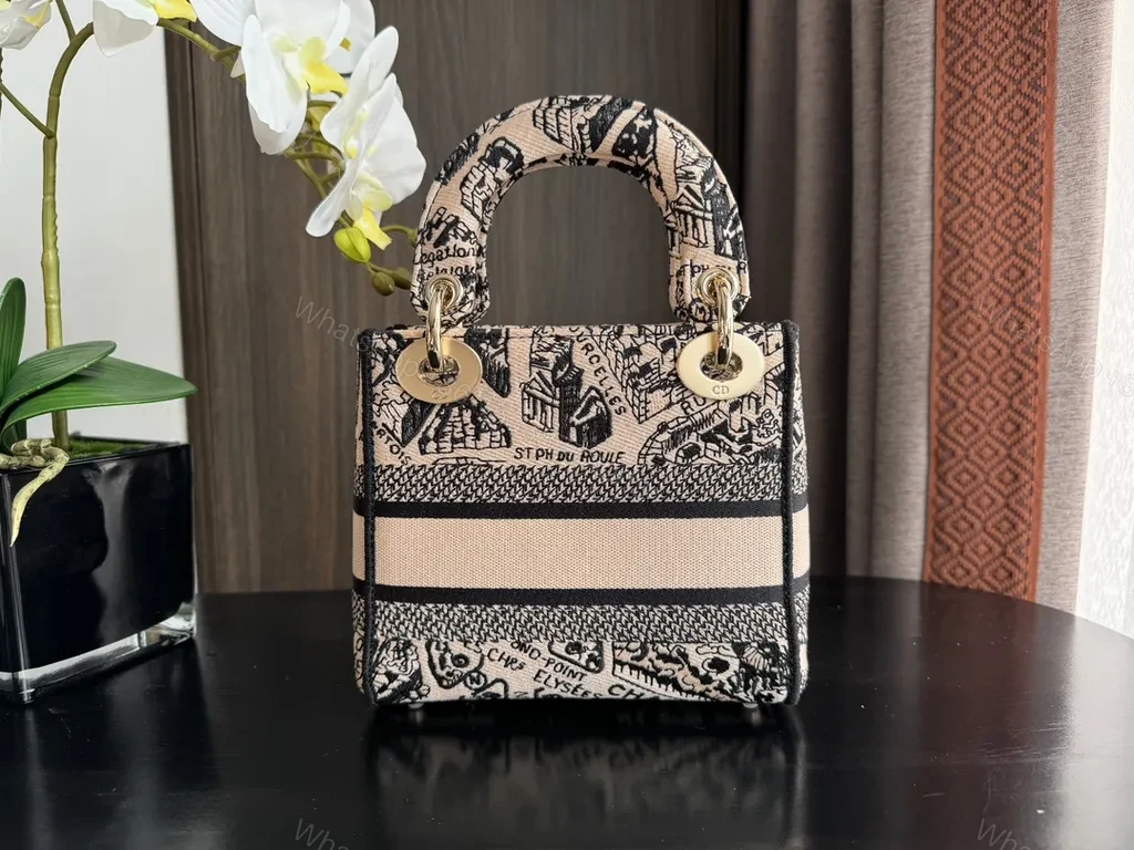 View 7 of Patterned Dior-script Mini Bag: Luxe, Compact, Day-Night Ready