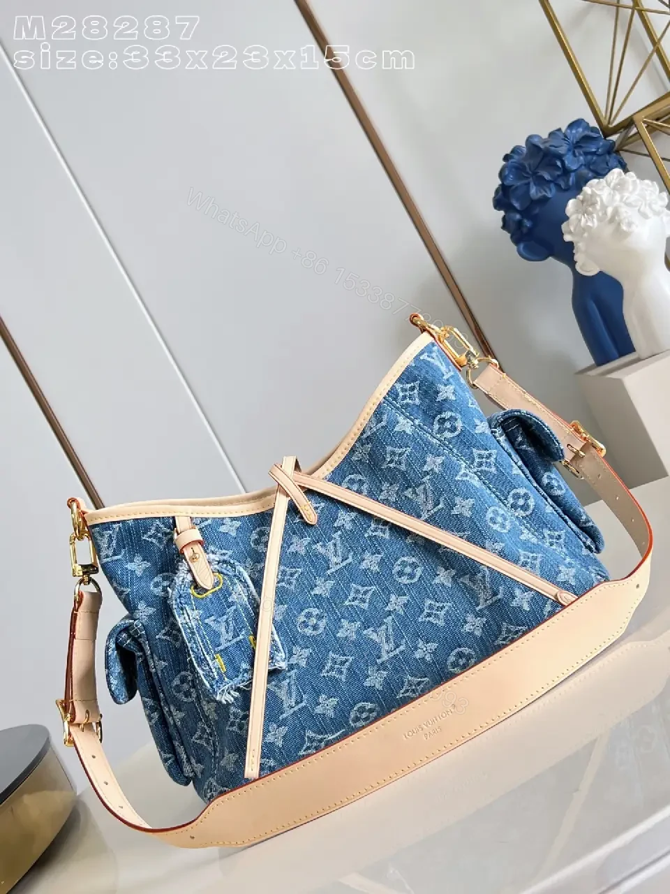 View 7 of Denim Monogram Crossbody Bag: Luxe, Structured, Everyday
