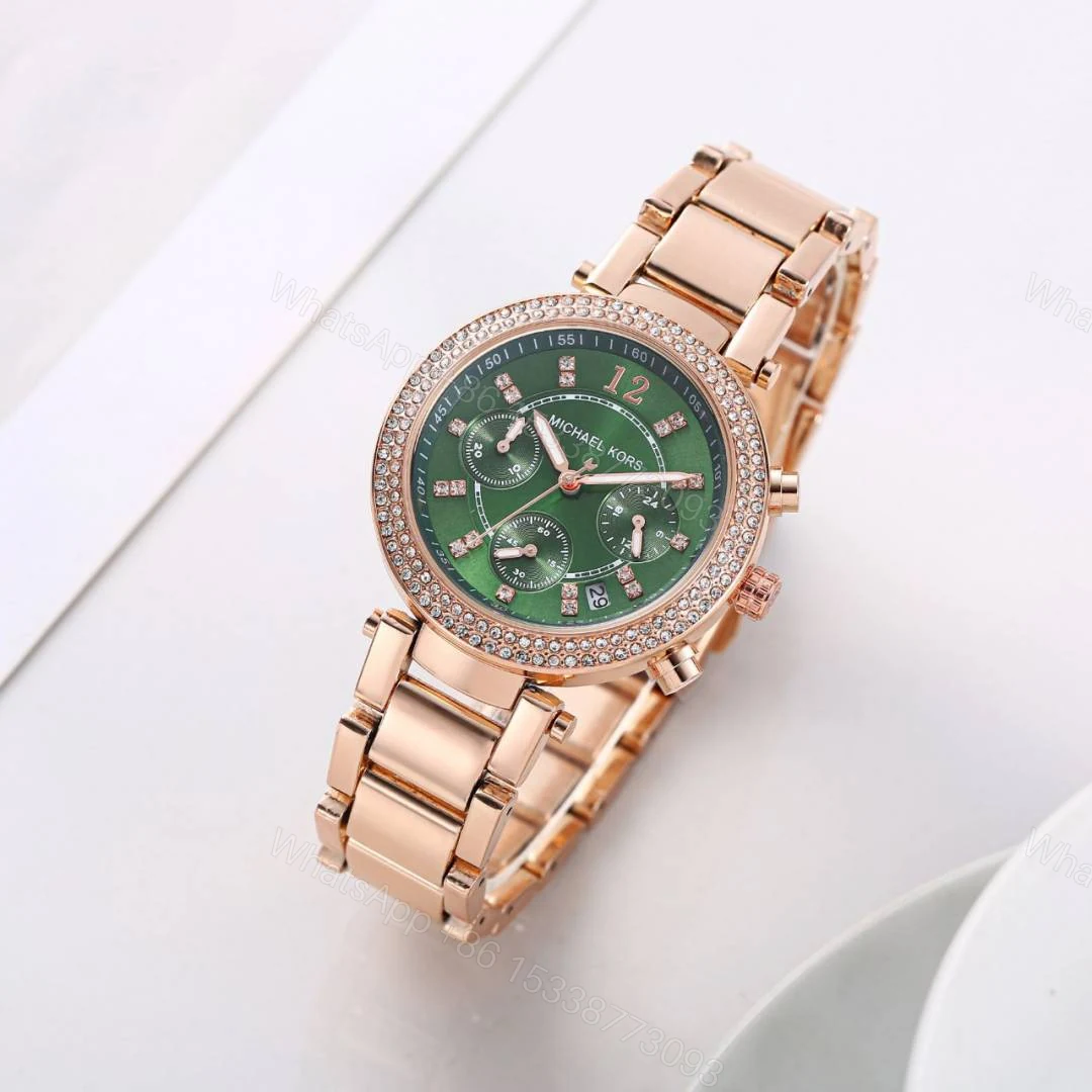 First Copy Michael Kors Parker Rose Gold Green Dial Women’s Analog Watch — view 1