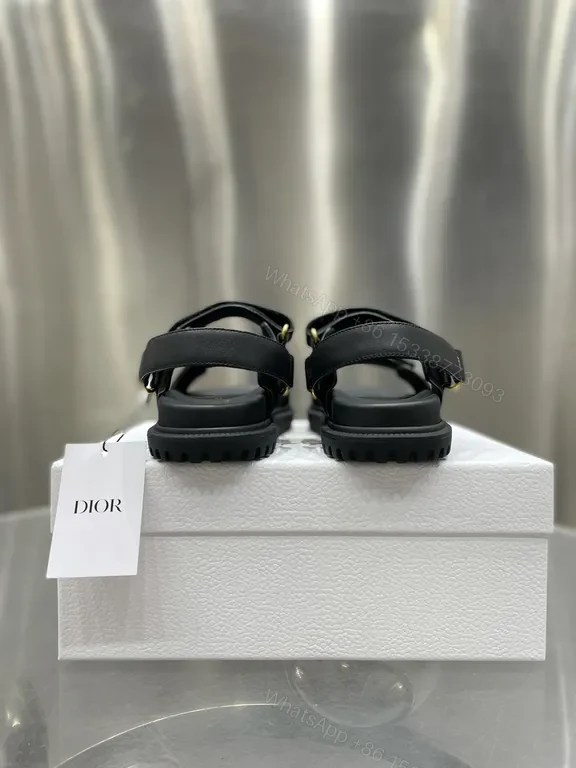 View 6 of Black Leather Dior-Inspired Sandals: Luxury Comfort & Subtle Hardware