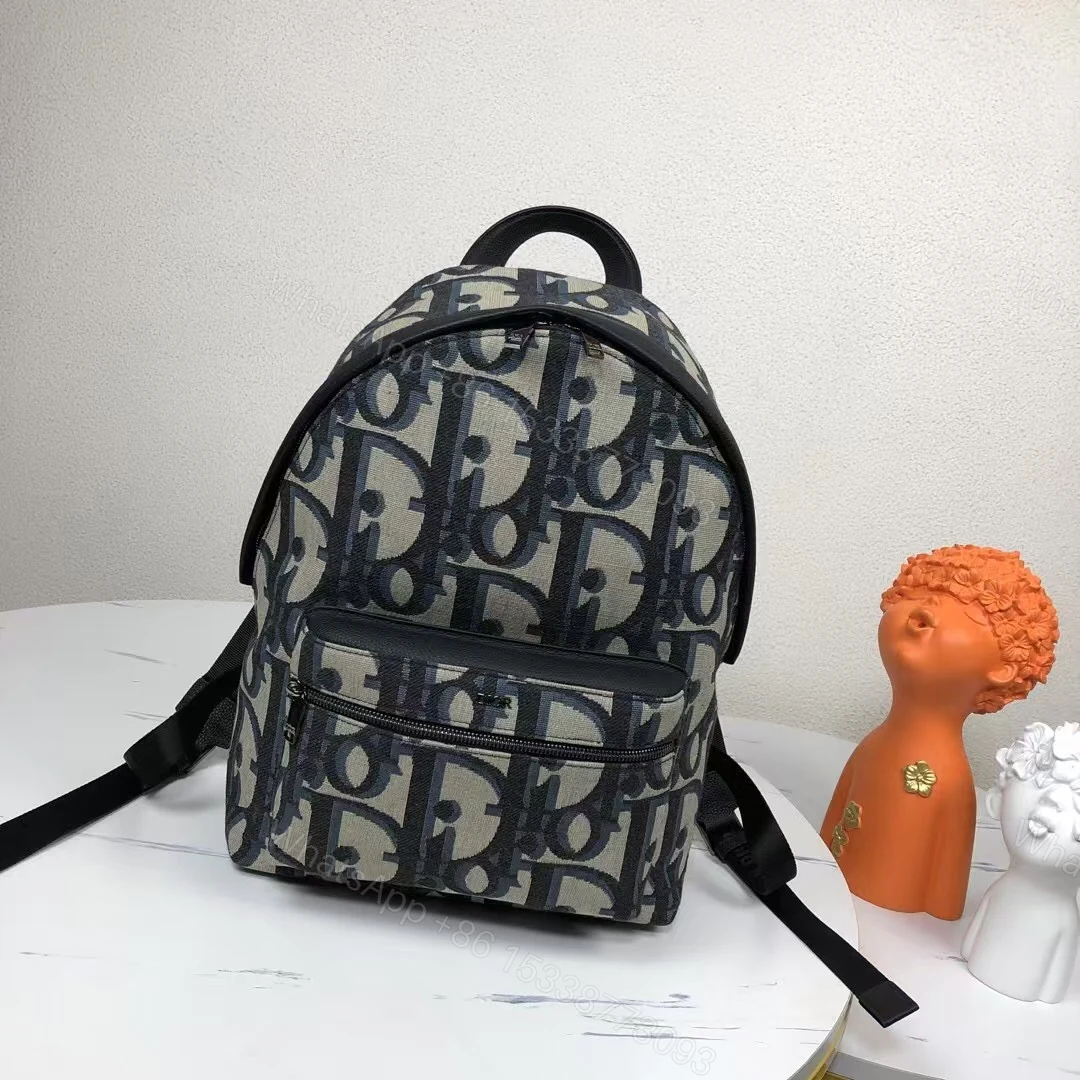 Dior A貨大字母灰底老花後背包 撞色潮搭款 — view 1