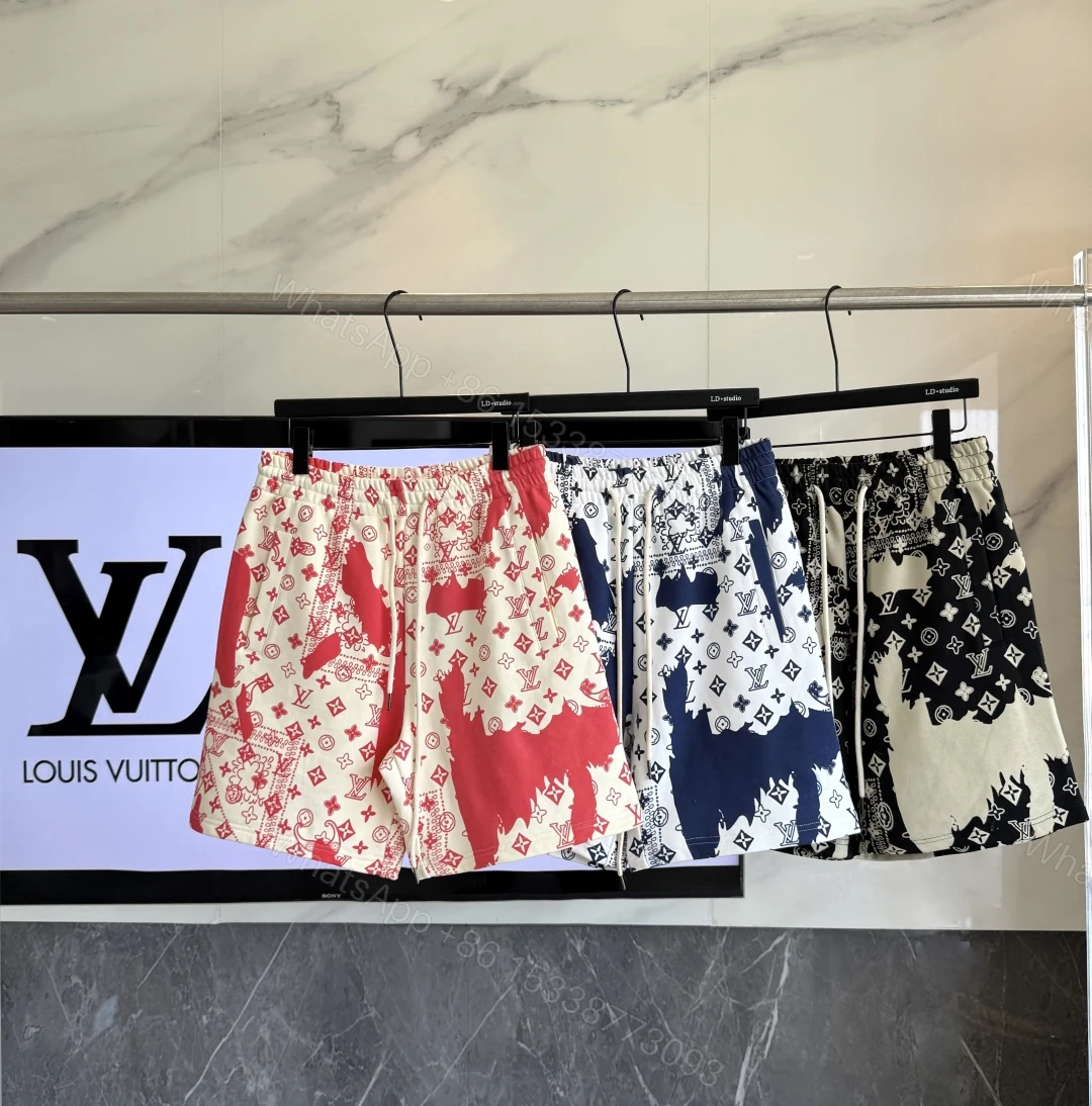 LV精品仿製印花短褲 撞色滿版Logo 夏日休閒三色款 — view 1