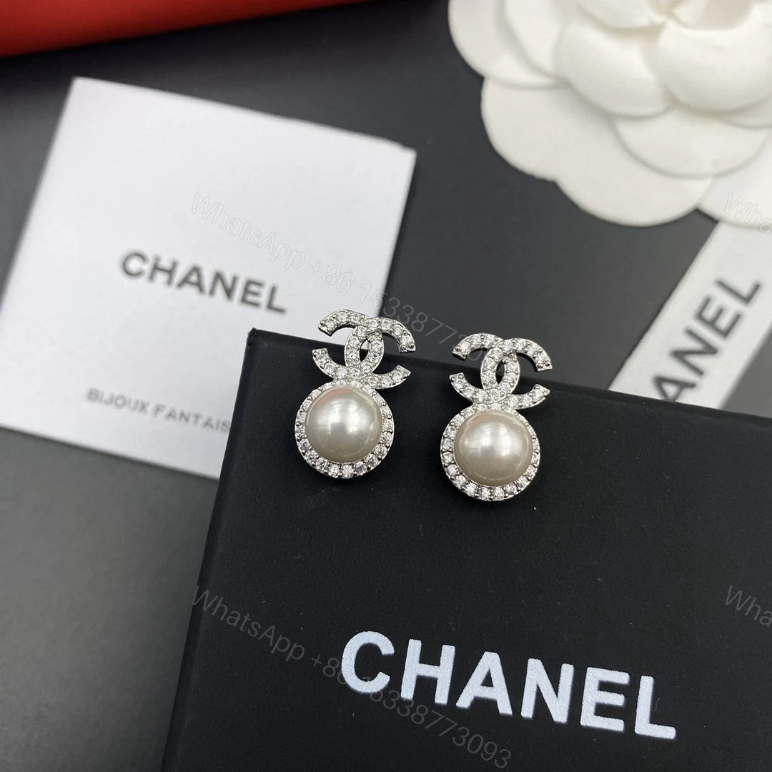 Chanel原單滿鑽雙C珍珠耳環 女款高級感設計耳飾推薦 — view 1