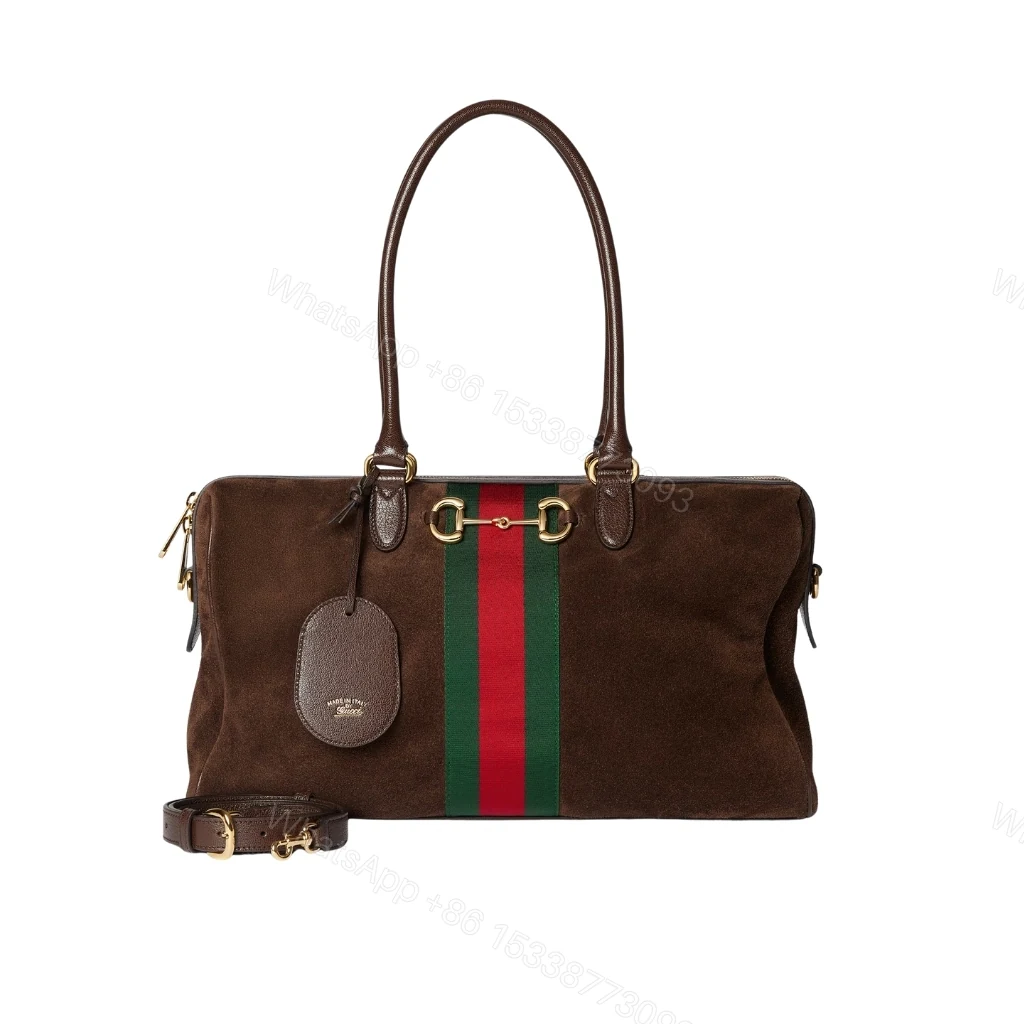 Gucci Borsetto Large Boston Bag Suede Leather Dark Brown 38Cm — view 1