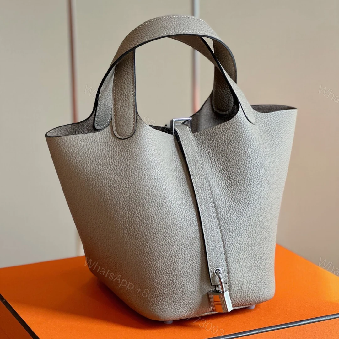 Hermes Picotin 18 Gray togo leather Sliver Hardware — view 1