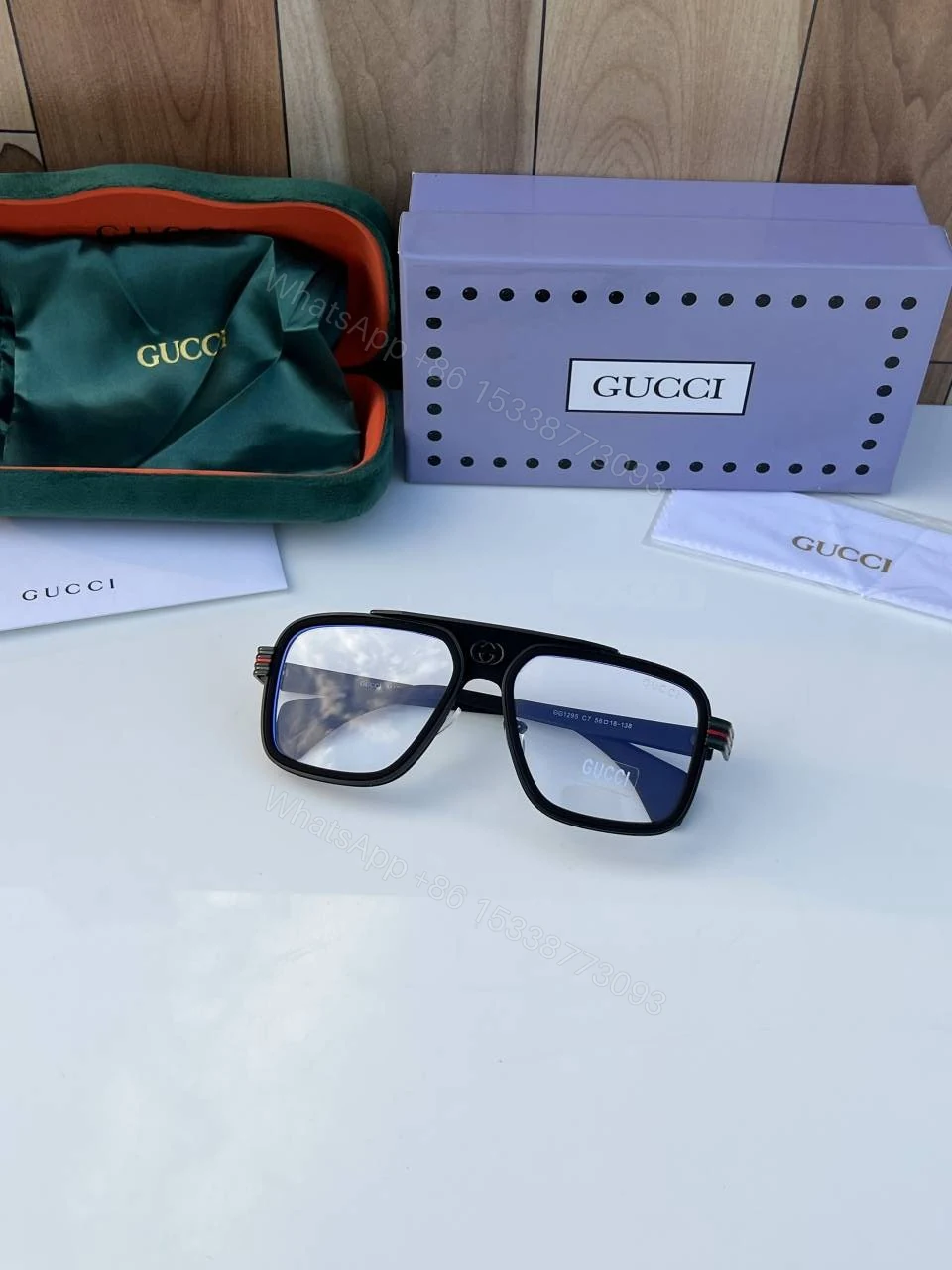View 5 of First Copy Gucci 1295 Black Plano Sunglasses