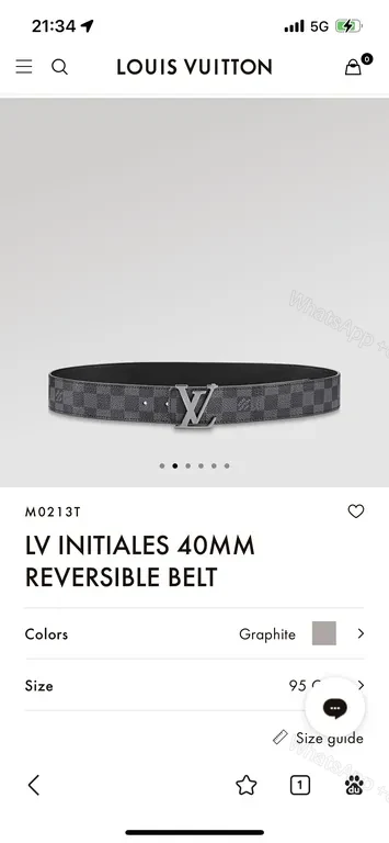 LV Initials 40mm Reversible Belt: Graphite/Black Leather — view 1