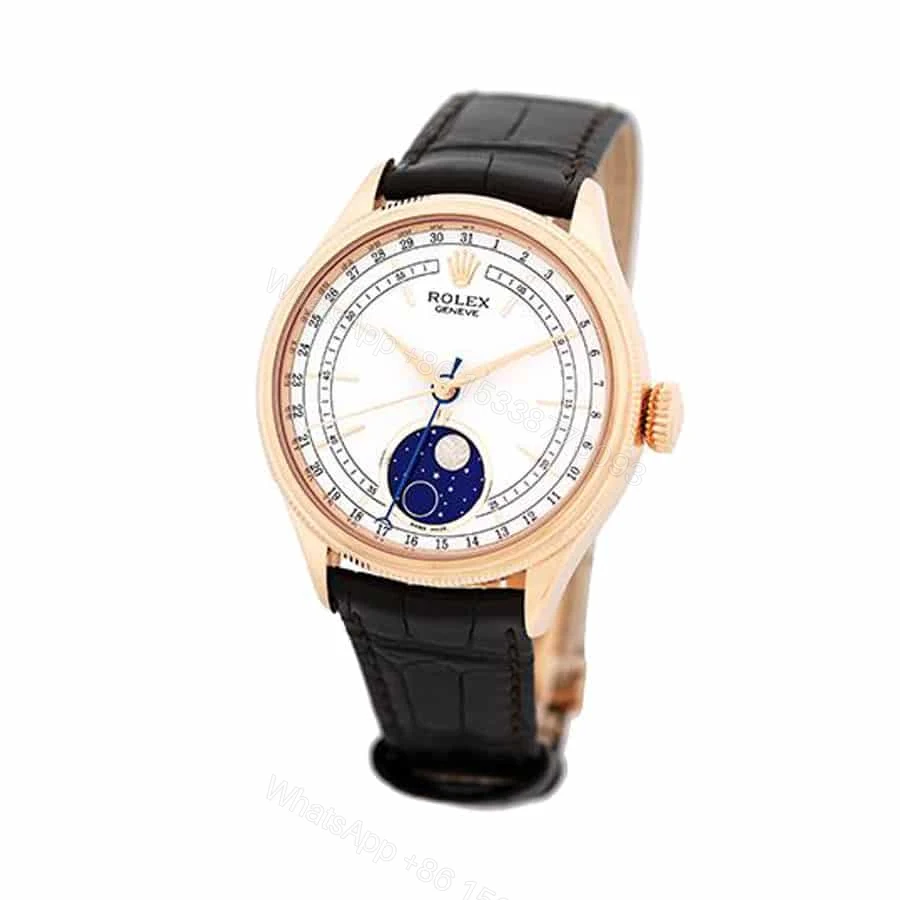 Rolex Cellini Moonphase 50535-0002 Super Clone : 39mm Everose Gold White Lacquer Dial — view 1