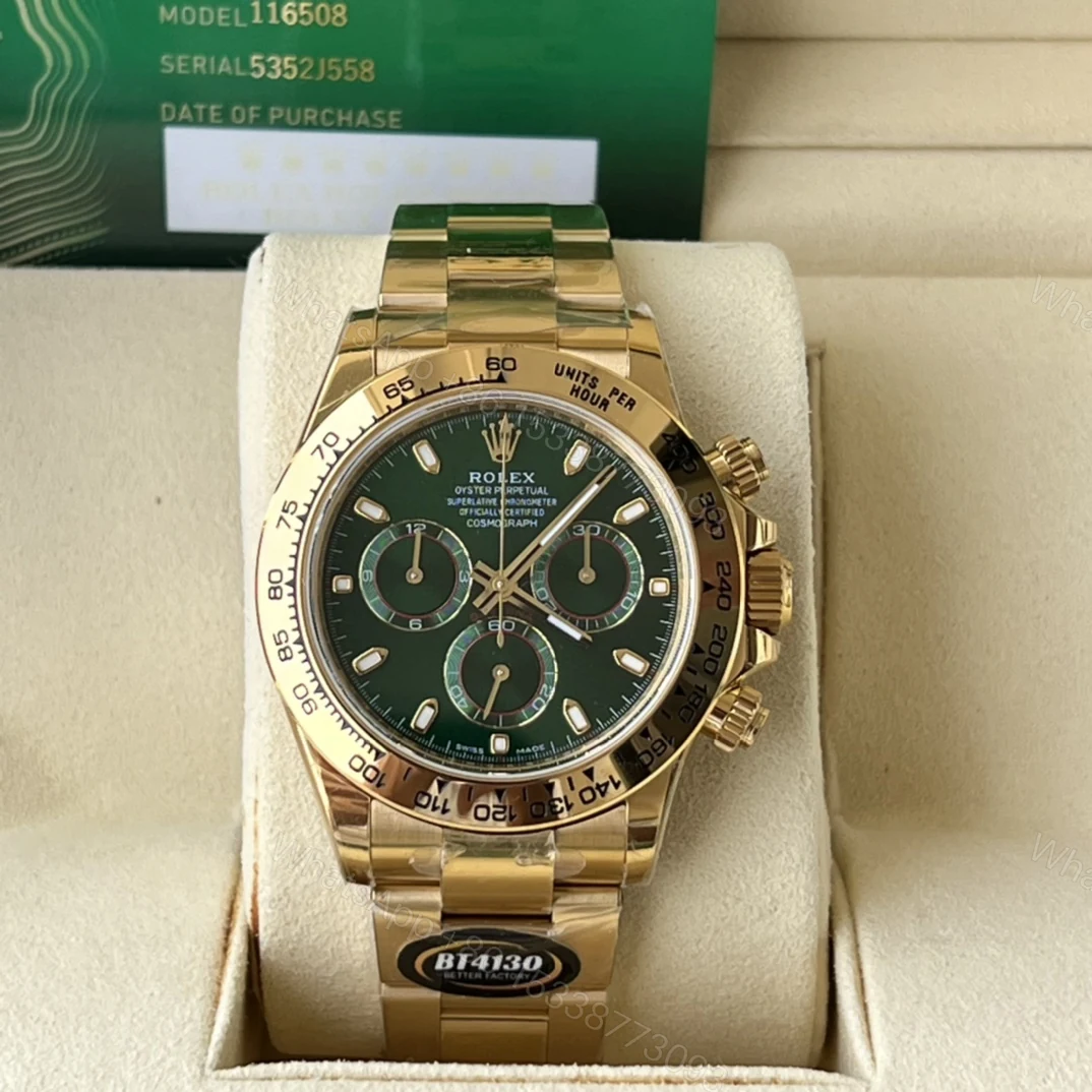 Rolex 一比一 男款 Daytona 綠面金殼鋼帶計時腕錶 高辨識奢華潮流款 — view 1