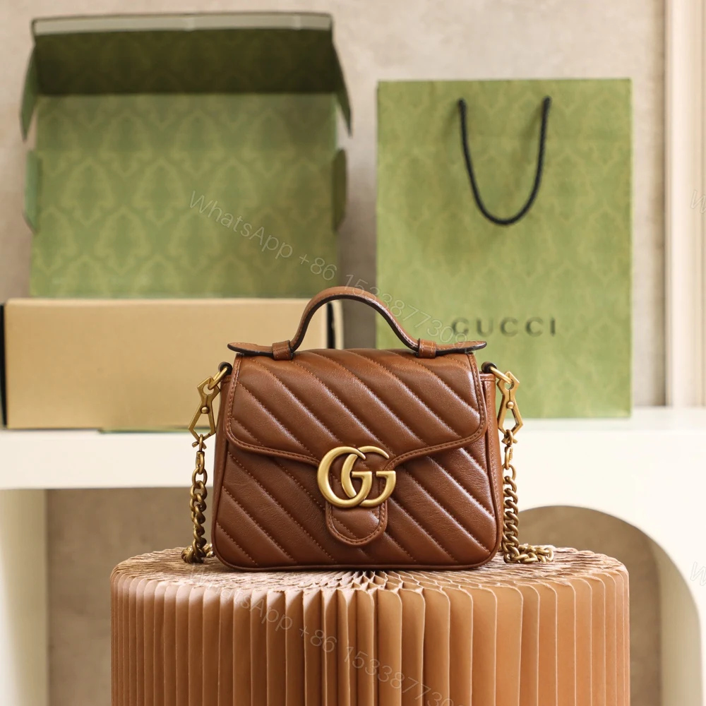 GUCCI高仿焦糖棕色手提包小巧多用日常輕奢風格 — view 1