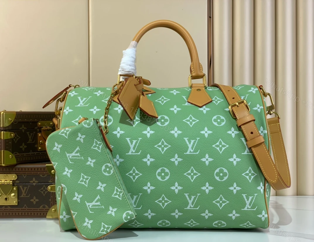 LV 高仿綠色Monogram大容量手袋 附小包清新設計款 — view 1