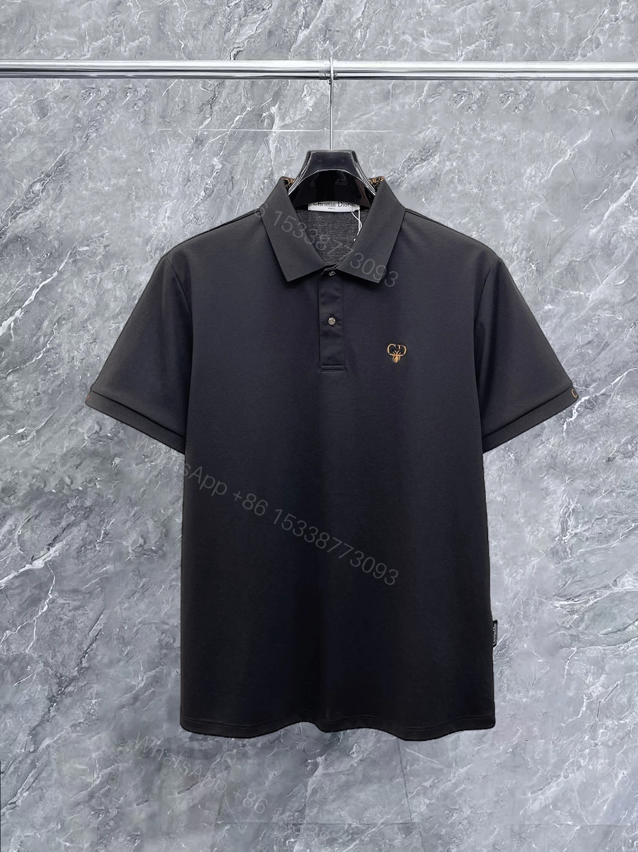 高仿Dior經典刺繡POLO衫男士翻領商務短袖 — view 1