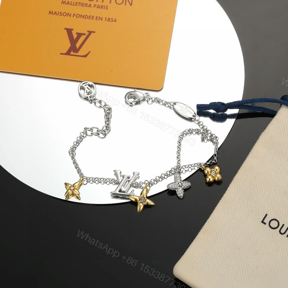 LV 原單金銀雙色花卉手鍊 經典Monogram吊飾鏈條款 — view 1