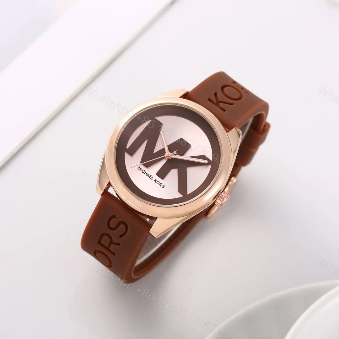 First Copy Michael Kors Runway Rose Gold Brown Silicone Women’s Analog Watch — view 1