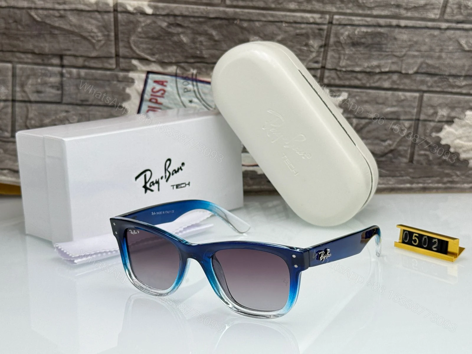 Ray-Ban Bold Rectangle Black-Blue Acetate Sunglasses — view 1