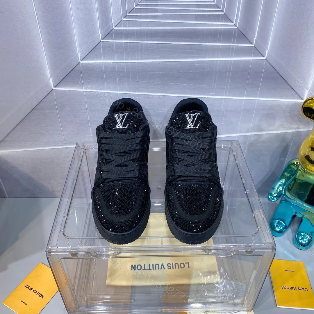 LV A貨男士運動鞋黑色鑽飾閃耀款街頭百搭 — view 1