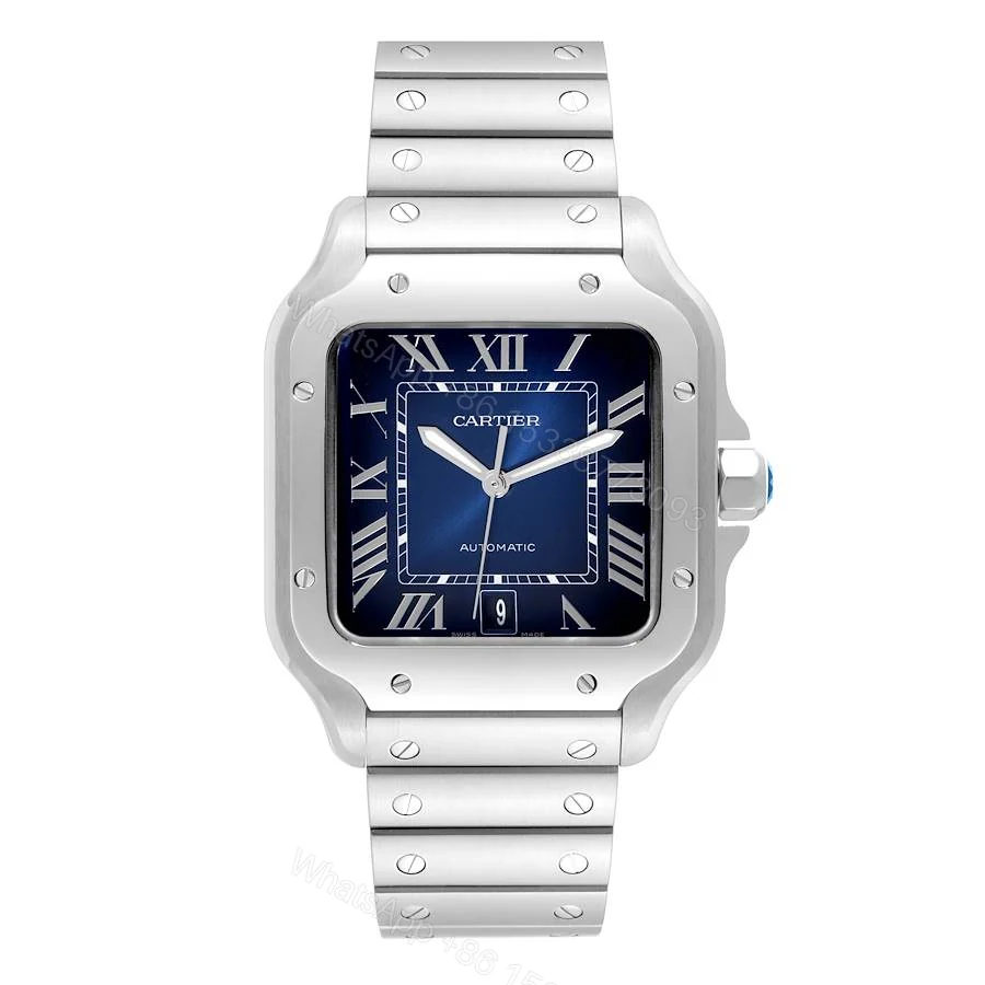 Cartier Santos Blue Dial Steel Mens Watch WSSA0030 — view 1