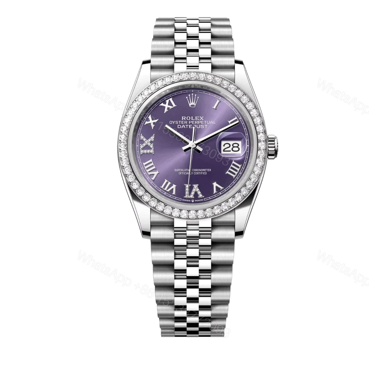 Rolex Datejust 36 Aubergine Diamond Dial Oyster Watch In Purple 126284Rbr — view 1