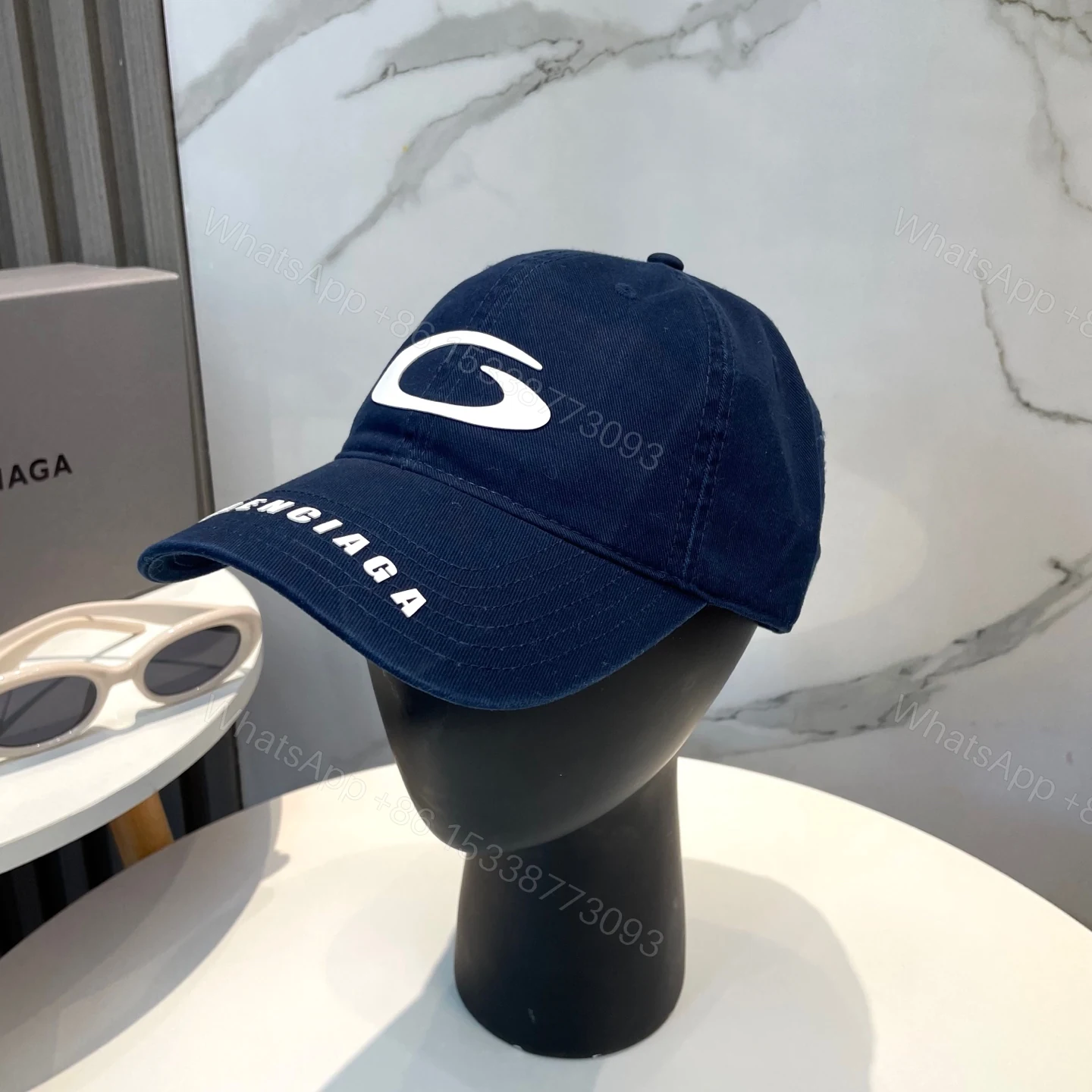 Balenciaga A貨男女款立體Logo棒球帽深藍色休閒百搭潮流帽 — view 1