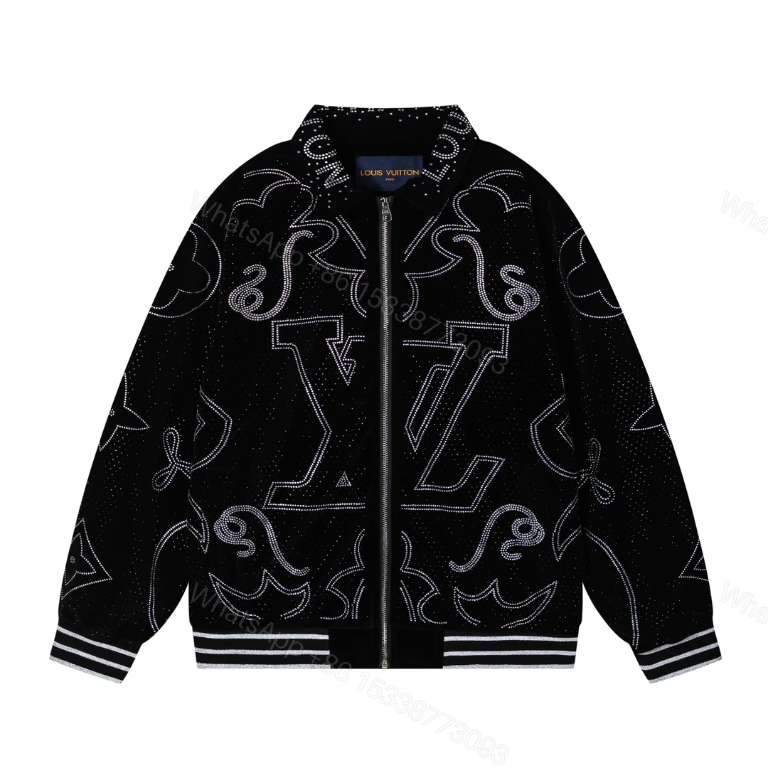 LV A貨黑色亮鑽Logo外套 奢華刺繡時尚潮流版型 — view 1