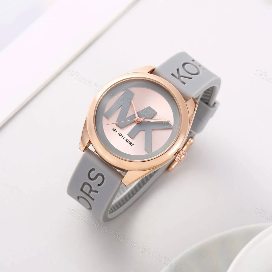 First Copy Michael Kors Runway Rose Gold Grey Silicone Women’s Analog Watch — view 1