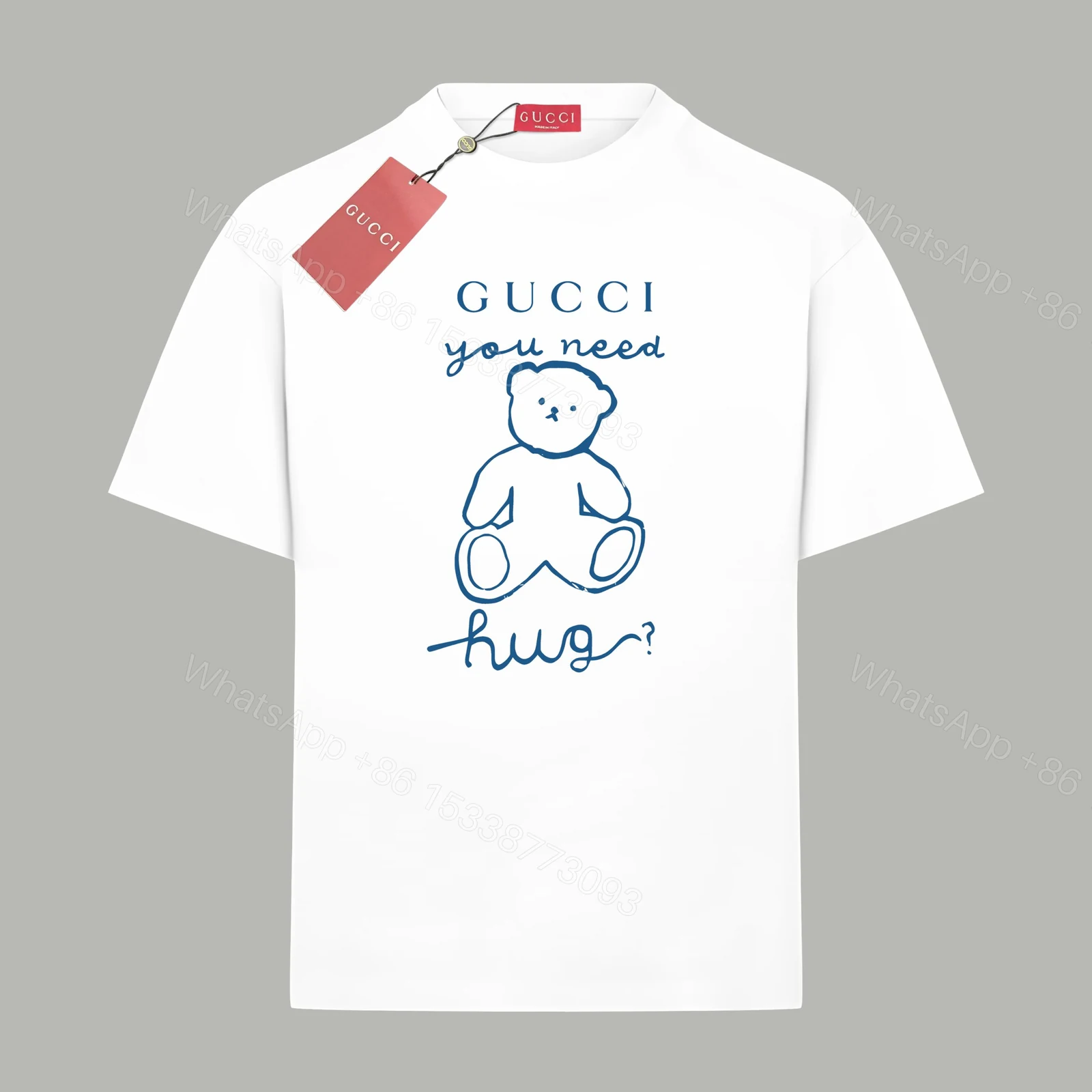 Gucci 高仿男款白T Teddy字體插畫款 療癒風格日常百搭款 — view 1