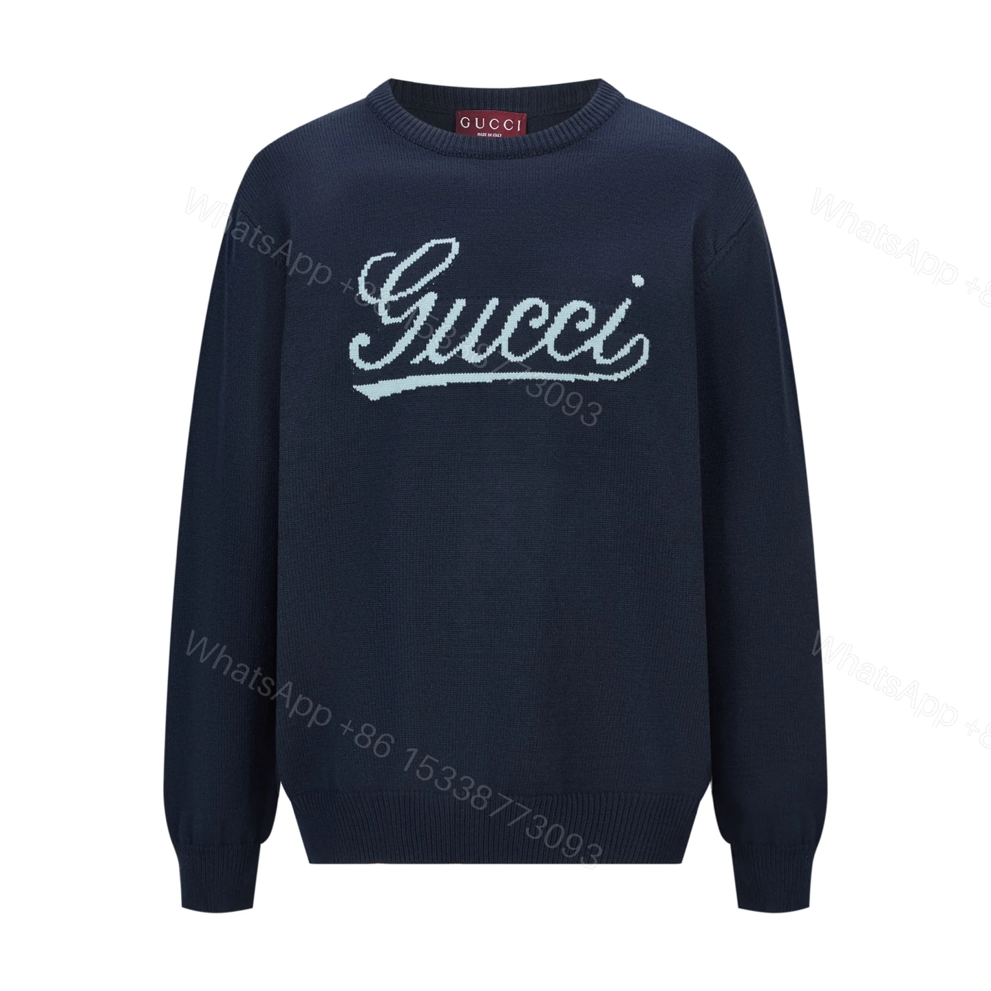 Gucci高仿深藍毛衣男款復古Logo織字秋冬質感單品 — view 1