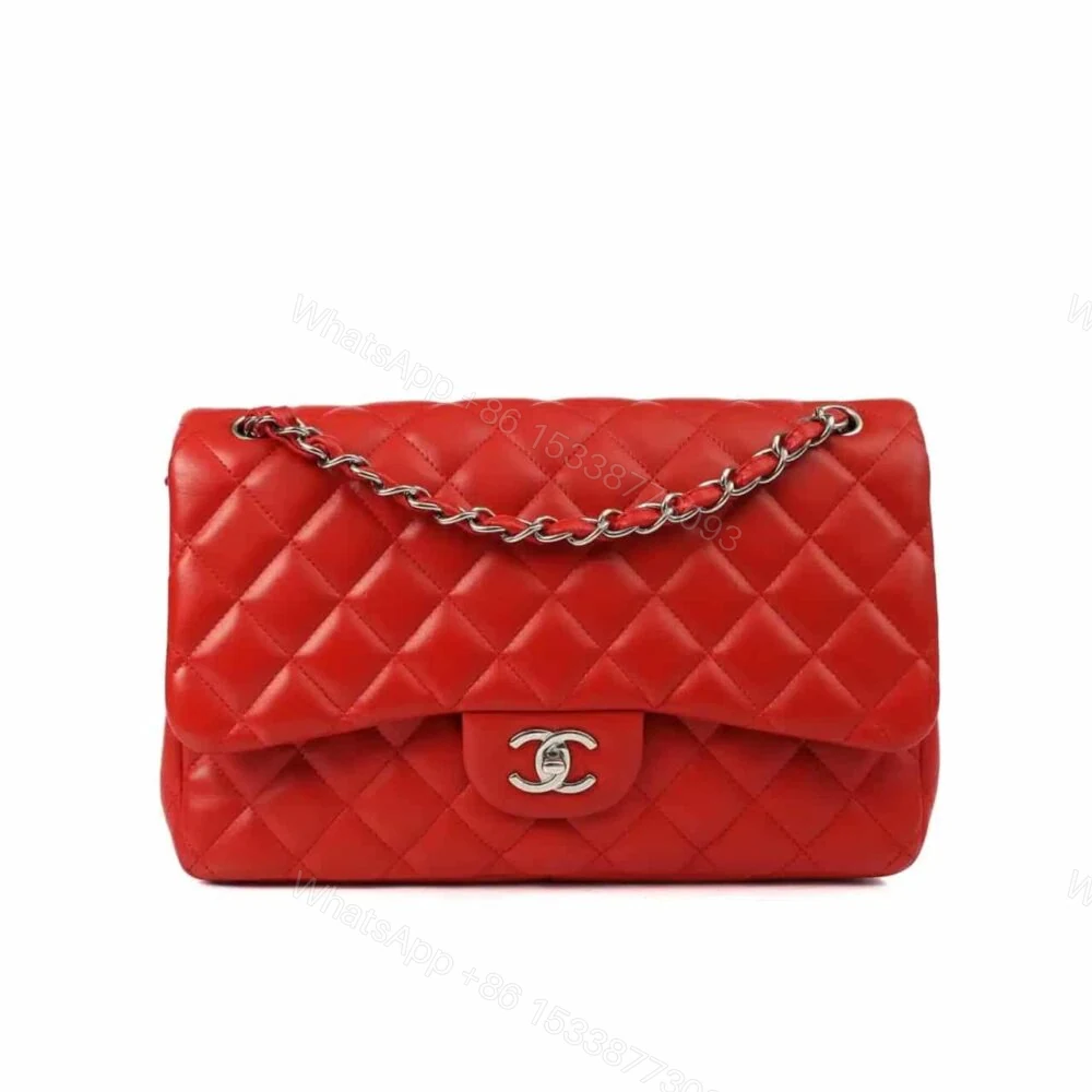 Chanel Medium Classic Double Flap Red Silver Hardware 25.5Cm — view 1