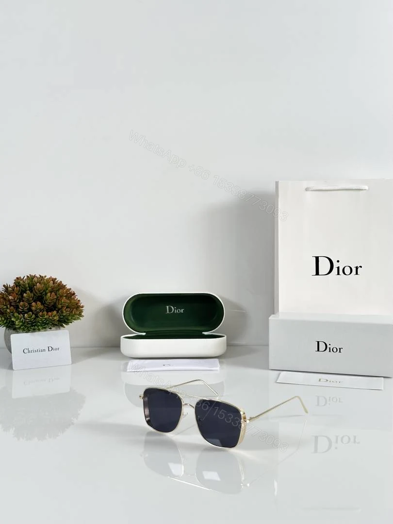 First Copy Dior Square Black Sunglasses Metal Frame Unisex UV Protection — view 1