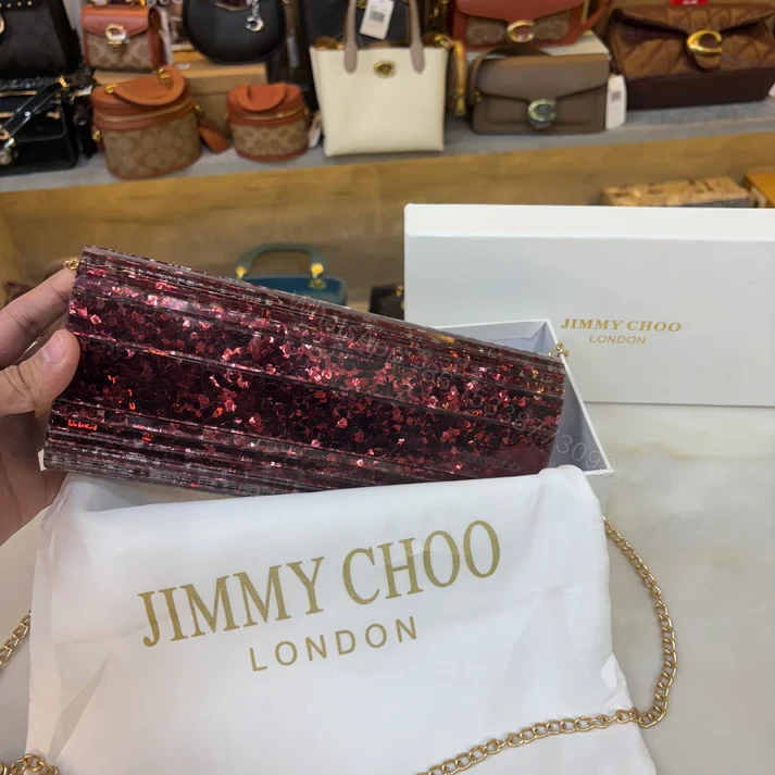 View 13 of FIRST COPY JIMMY CHOO VIOLET ORCHID SWEATIE CLUTCH HANDBAG