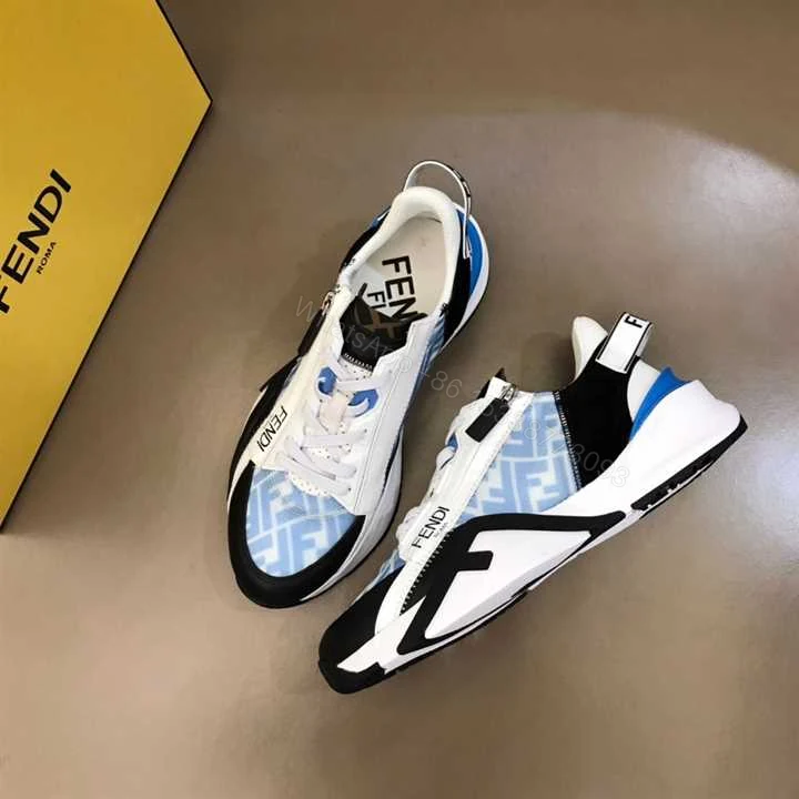 View 8 of FENDI FLOW LIGHT BLUE NYLON LOW TOPS SNEAKERS – FD02