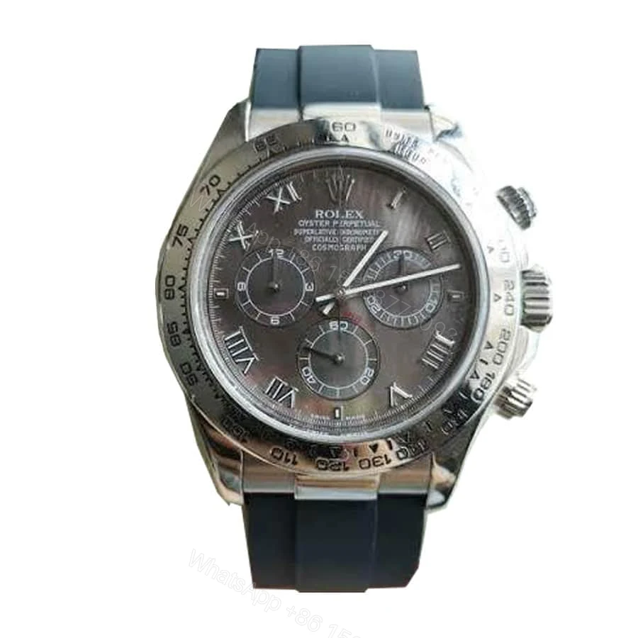 Rolex Cosmograph Daytona 116519LN Super Clone: 40mm White Gold Oysterflex Black Dial — view 1