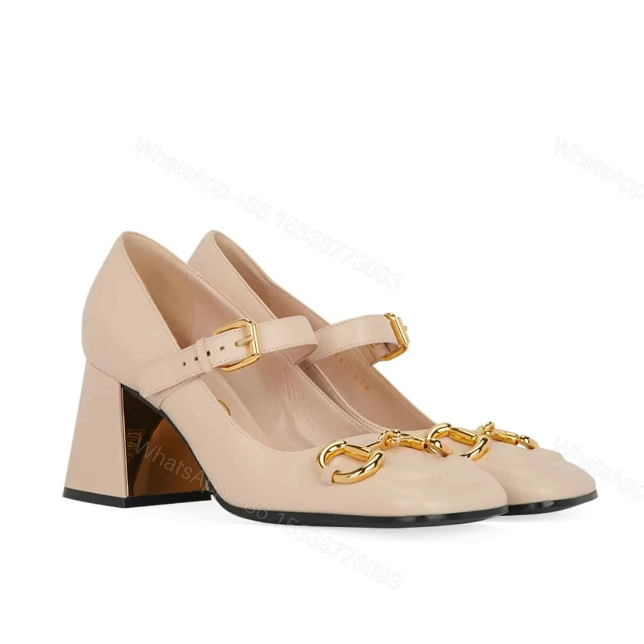 GUCCI WOMEN MID HEEL SLINGBACK WITH HORSEBIT BEIGE 94855 C9D00 6705 — view 1