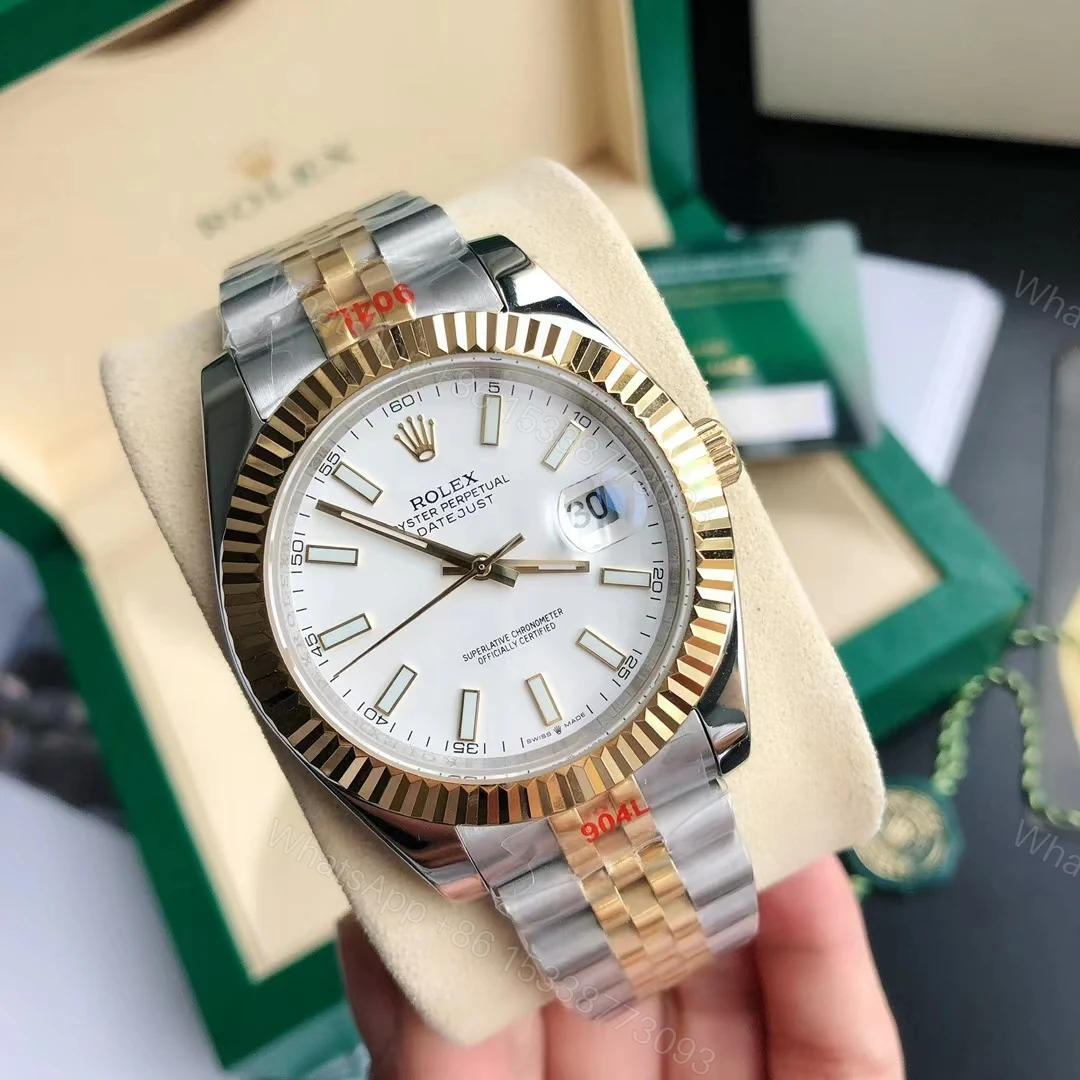 勞力士日誌型 Datejust 白面間金五珠鏈機械腕錶 — view 1