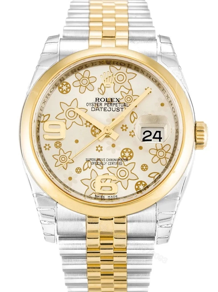 Replica Rolex Datejust Silver Floral Dial 116203 36 mm — view 1