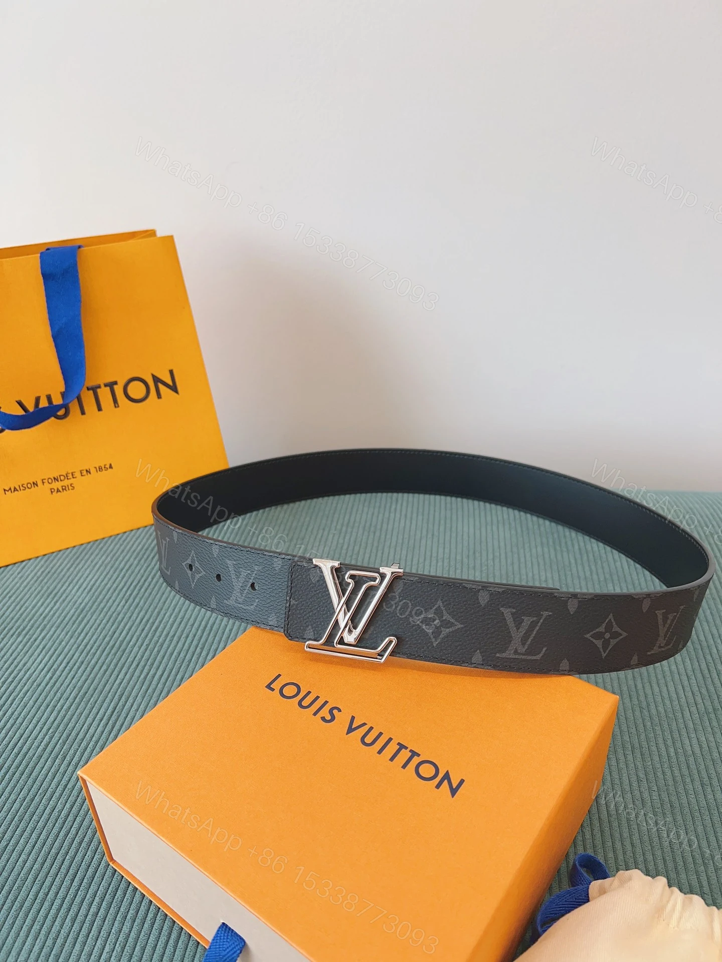 LV 一比一 Monogram Eclipse皮帶 銀扣 — view 1