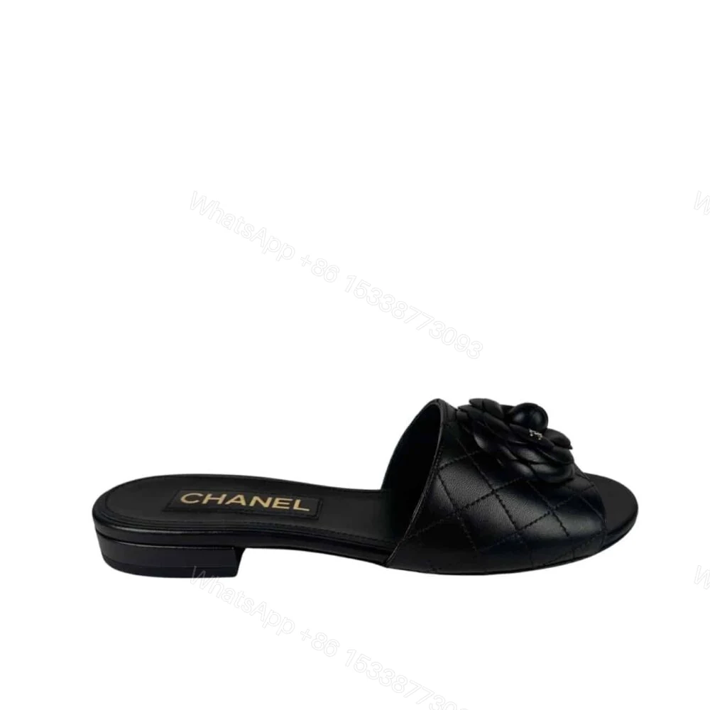 Chanel Camellia Slides Black — view 1