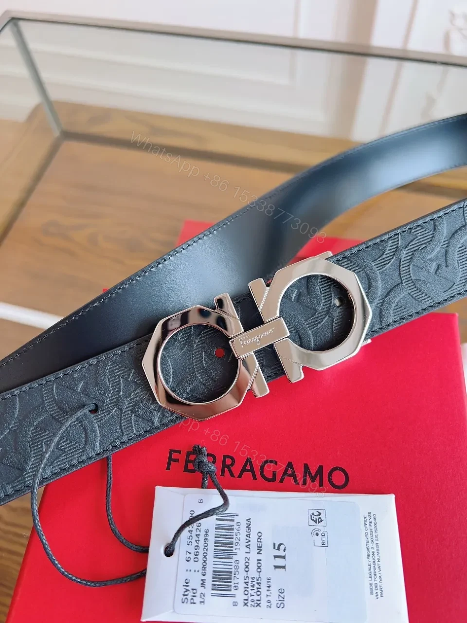 View 9 of Bold Leather Belt with Signature Double-Ring Buckle, Premium—Belt