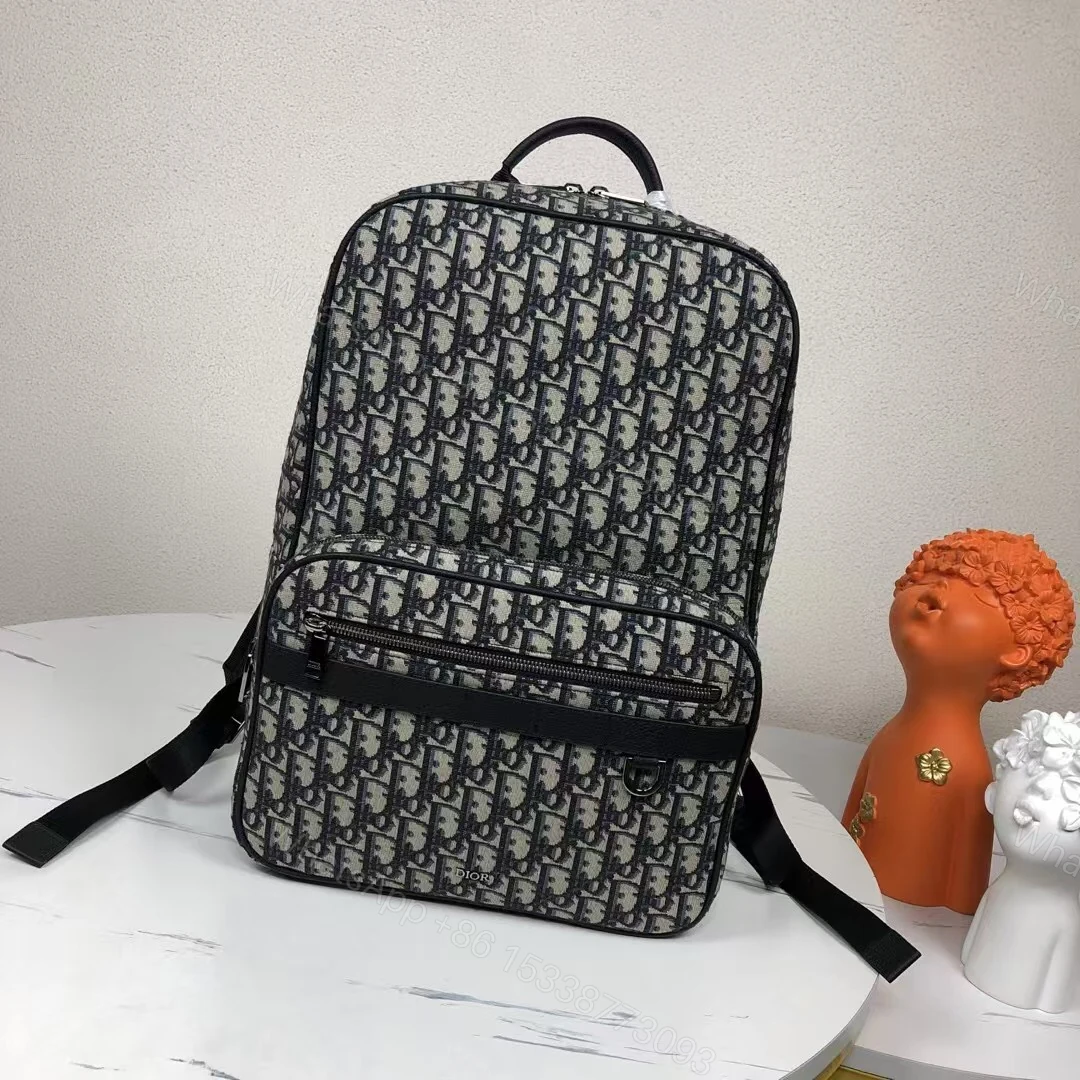 Dior 一比一老花帆布後背包 灰底黑字復刻版型 — view 1