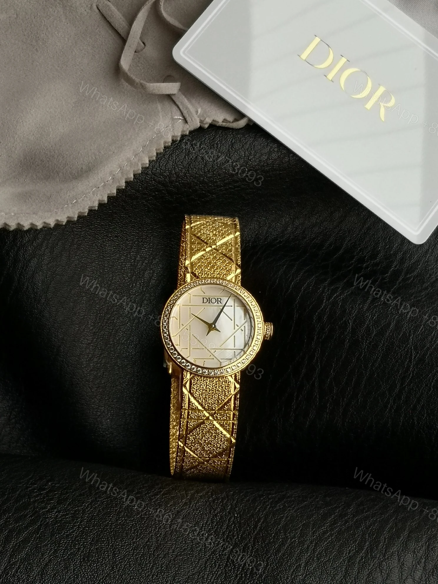 Dior A貨金色幾何女錶 鑽圈設計百搭金雕紋款 — view 1