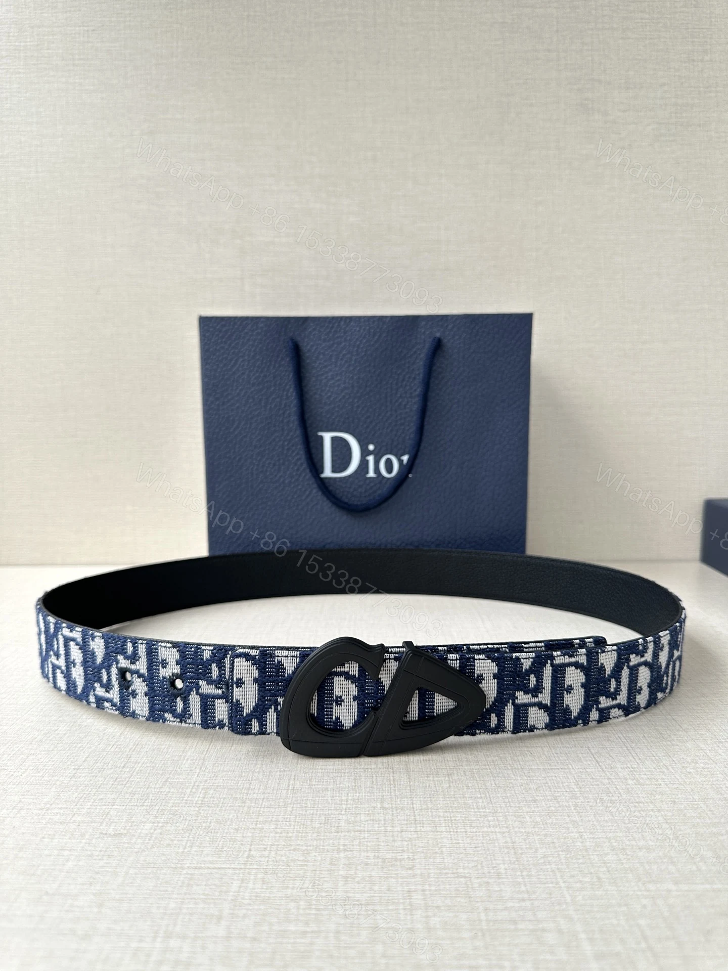 Dior高仿男女款CD滿版黑灰老花皮帶個性潮流百搭時尚設計款 — view 1