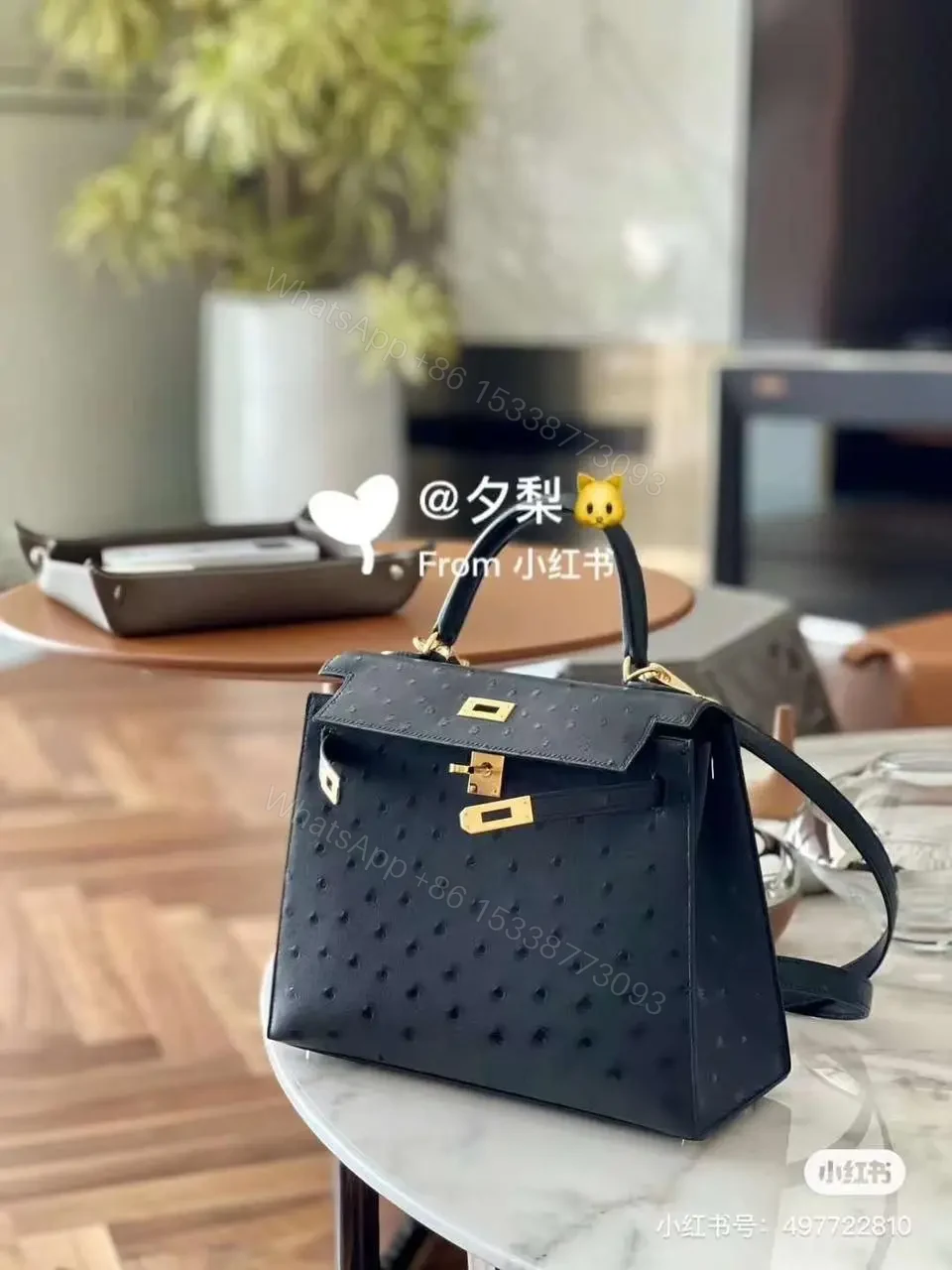 Design Special Order (HSS) Kelly Sellier 25 Nata Verso Ostrich Permabrass Hardware – Dubai Fashion LUX — view 1