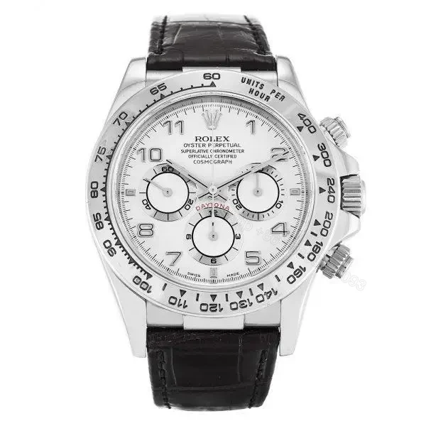 Replica Swiss Clone Rolex Daytona White Dial Leather — view 1