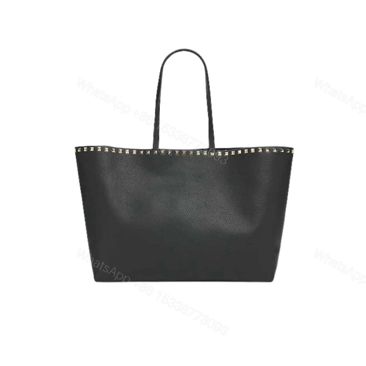 VALENTINO GARAVANI ROCKSTUD GRAINY CALFSKIN TOTE BAG BLACK 35CM 4W2B0B70VSF 0NO — view 1