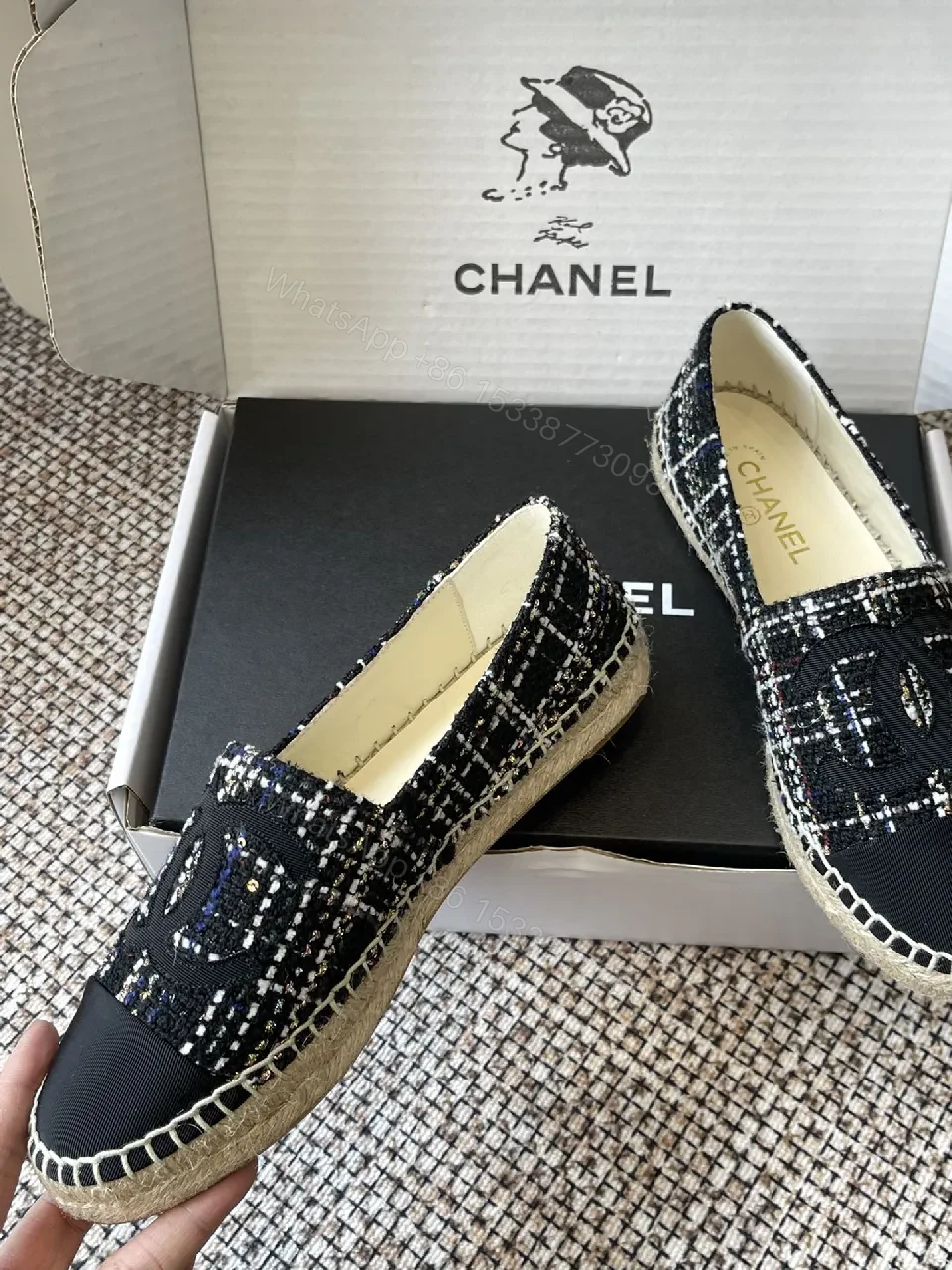 View 8 of Chic Textured Loafers with Logo Detail, Slip-On Footwear