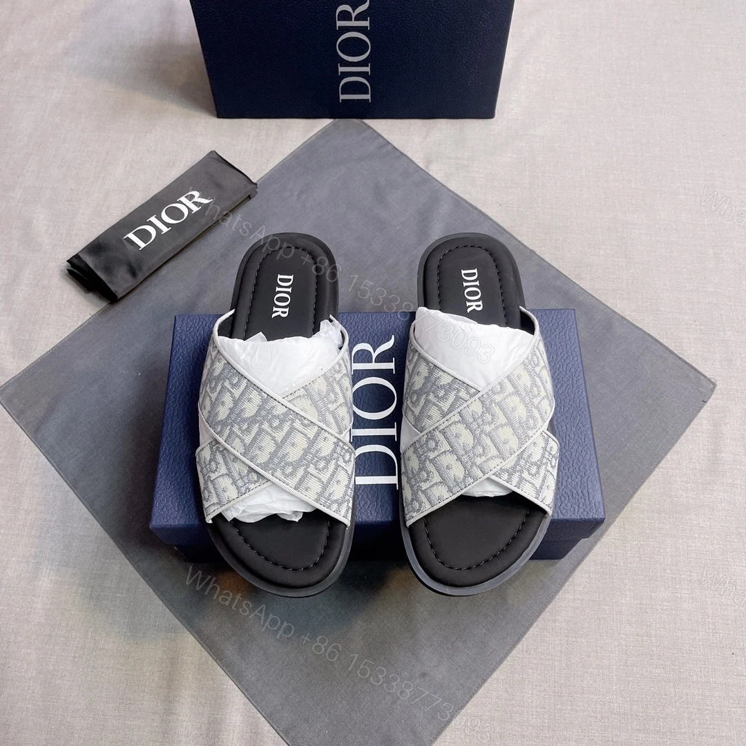 Dior 原單 男款 經典Oblique拖鞋 交叉鞋面設計 — view 1