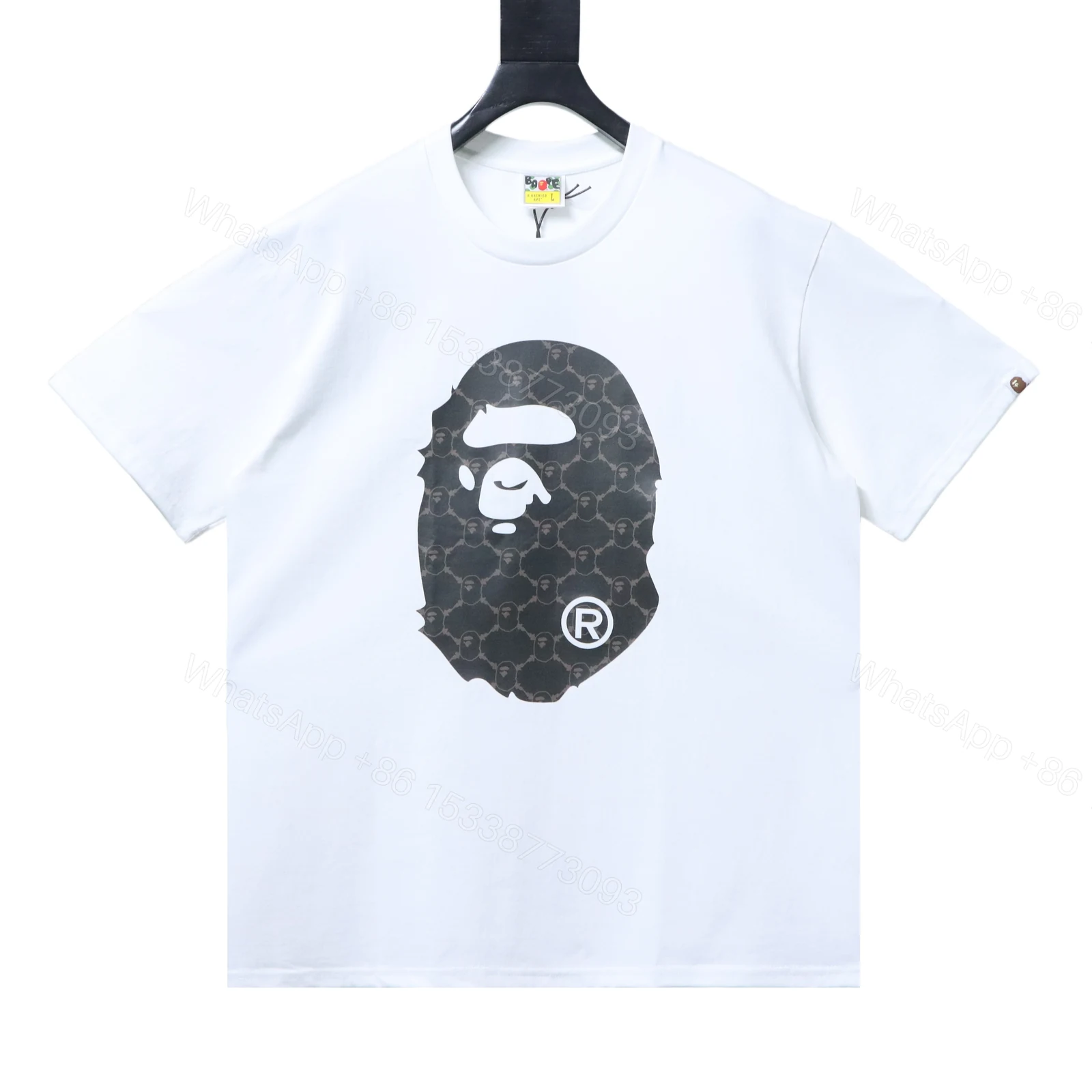 View 10 of Bape 26ss Classic Diamond Patterned Old-Style Print Short Sleeve Shirt white